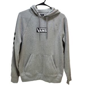Vans Hoodie Sweatshirt Mens Small Pullover Versa Gray Black Checkerboard Skate